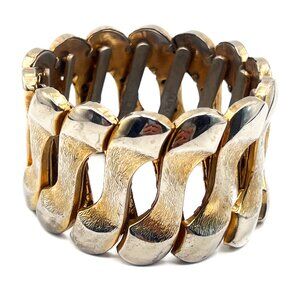 Vintage Japan Bergere Gold Tone Expandable Bangle Bracelet - BR479